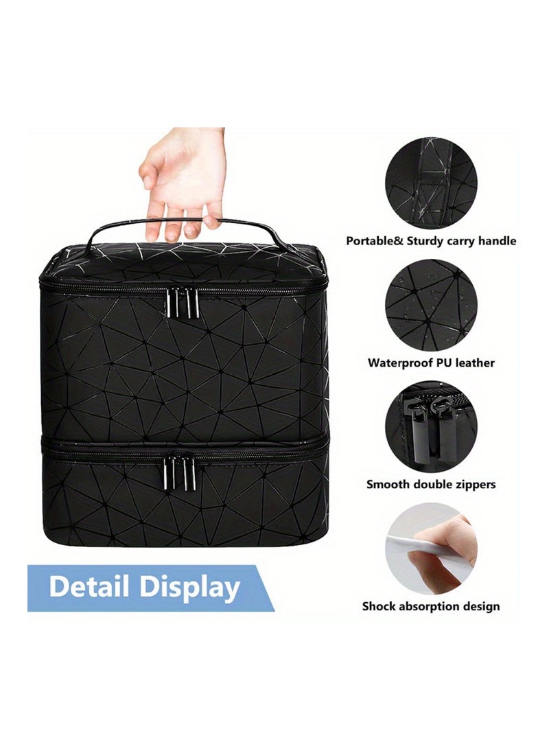 Nail Polish Organizer Double-Layer Nail Tools And Nail Dryer Case With Dividers