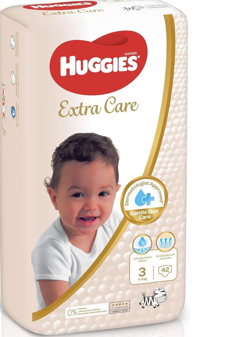 Huggies Extra Care, Size 3, 4 - 9 kg,42 Diapers