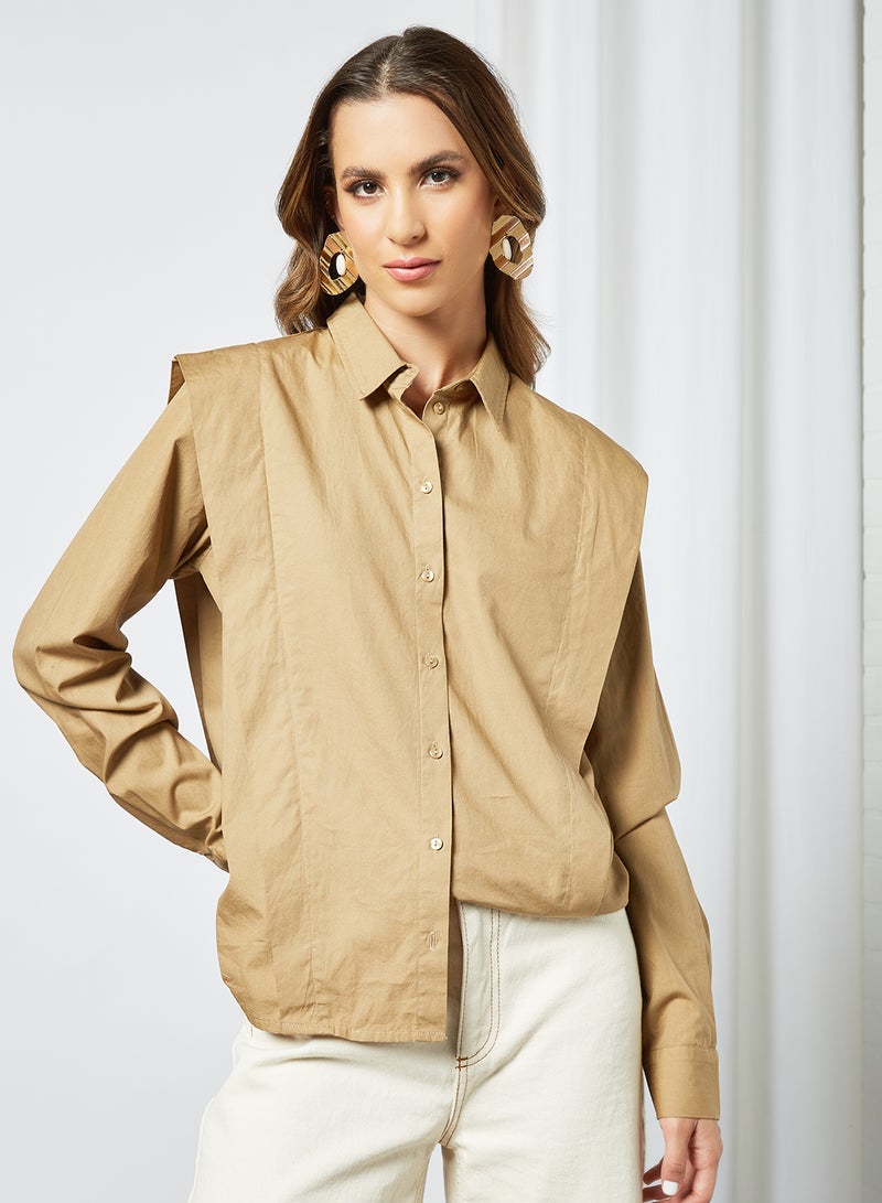 Fold Detail Shirt Brown