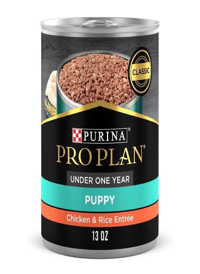 Purina Pro Plan High Protein Puppy Food Pate, Chicken and Brown Rice Entree - (Pack of 12) 13 oz. Cans (Expiry -9/30/2025)