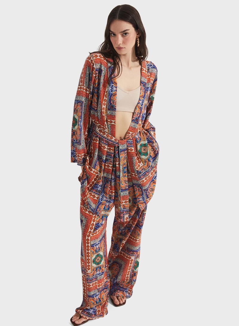 Printed Kimono & Pants Set