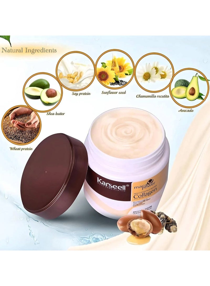 Collagen Hair Treatment Deep Repair Conditioning Argan Oil Collagen Hair Mask Essence for Dry Damaged Hair All Hair Types