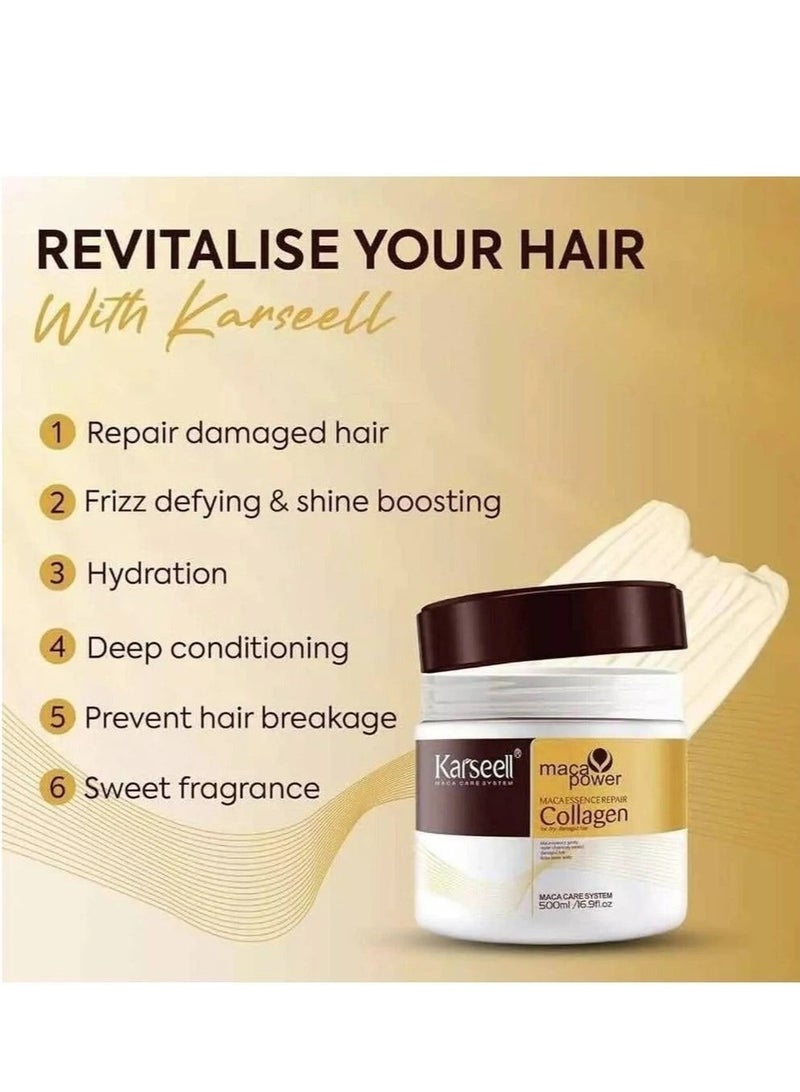 Collagen Hair Treatment Deep Repair Conditioning Argan Oil Collagen Hair Mask Essence for Dry Damaged Hair All Hair Types