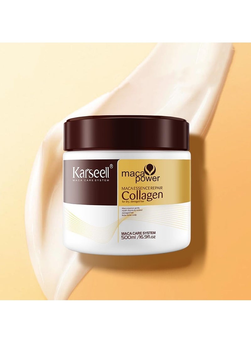 Karseell Collagen Maca Hair Treatment Deep Repair Conditioning Hair Mask for Dry Damaged Hair 16.90 Fl oz 500ml