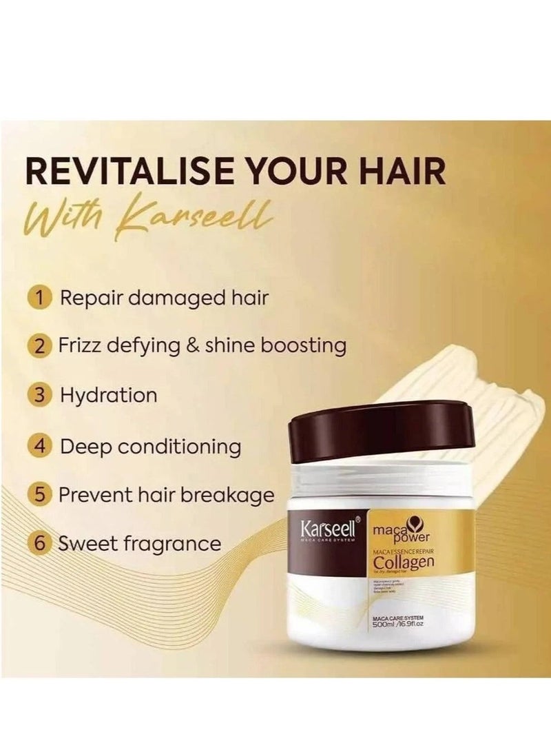 Karseell Collagen Keratin Straightened Hair Treatment Deep Repair Conditioning Hair Mask Essence for Dry Damaged Hair All Hair Types