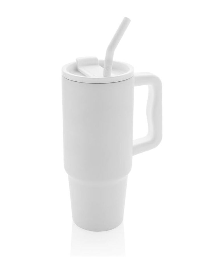 BERN - Recycled Stainless Steel Tumbler with Reusable Straw - White