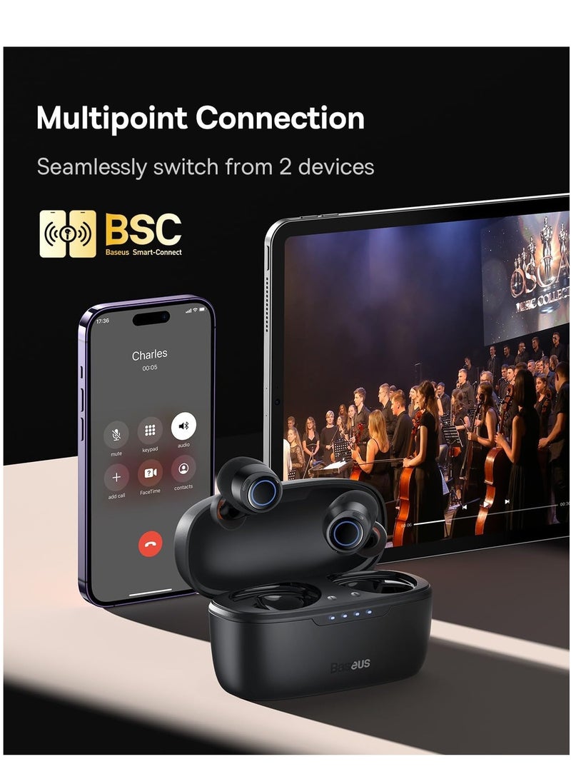 Active Noise Cancelling Wireless Earbuds, Bowie MA10 Reduce Noise by Up to 95%, 140H Battery Life, IPX6 Waterproof, Deeper Bass, 4 ENC Mics, Comfortable Fit, Bluetooth 5.3 Ear Buds Black