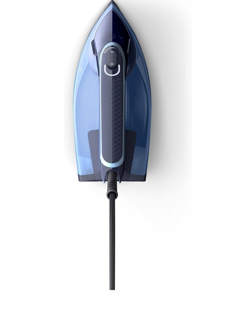 Domestic Appliances Azur 8000 Series Steam Iron - 55 g/min Continuous Steam, 240 g Steam Boost, Optimal, TEMP Technology, SteamGlide Elite 1.96 kg 3000 W DST8020 Blue