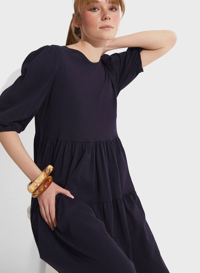 Puff Sleeve Tiered Dress