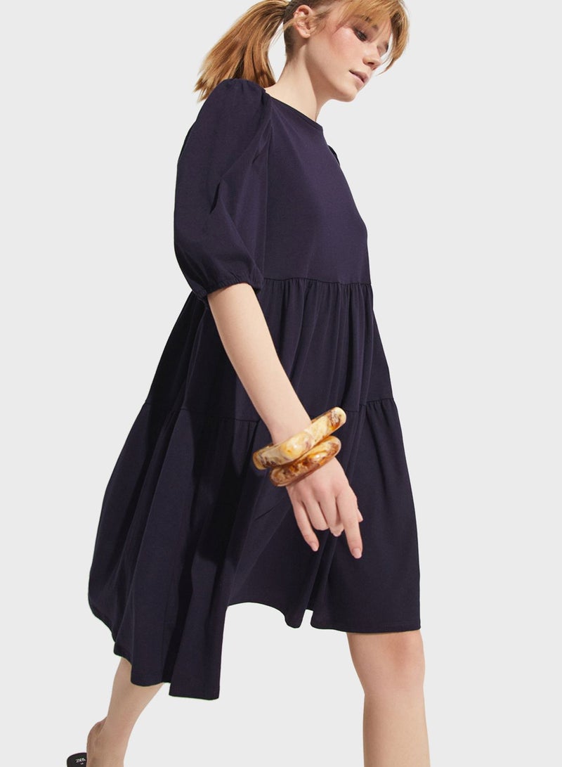 Puff Sleeve Tiered Dress