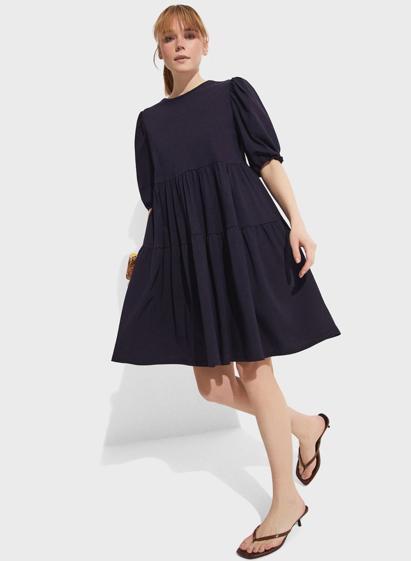 Puff Sleeve Tiered Dress