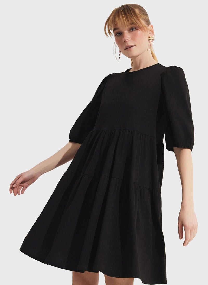 Puff Sleeve Tiered Dress