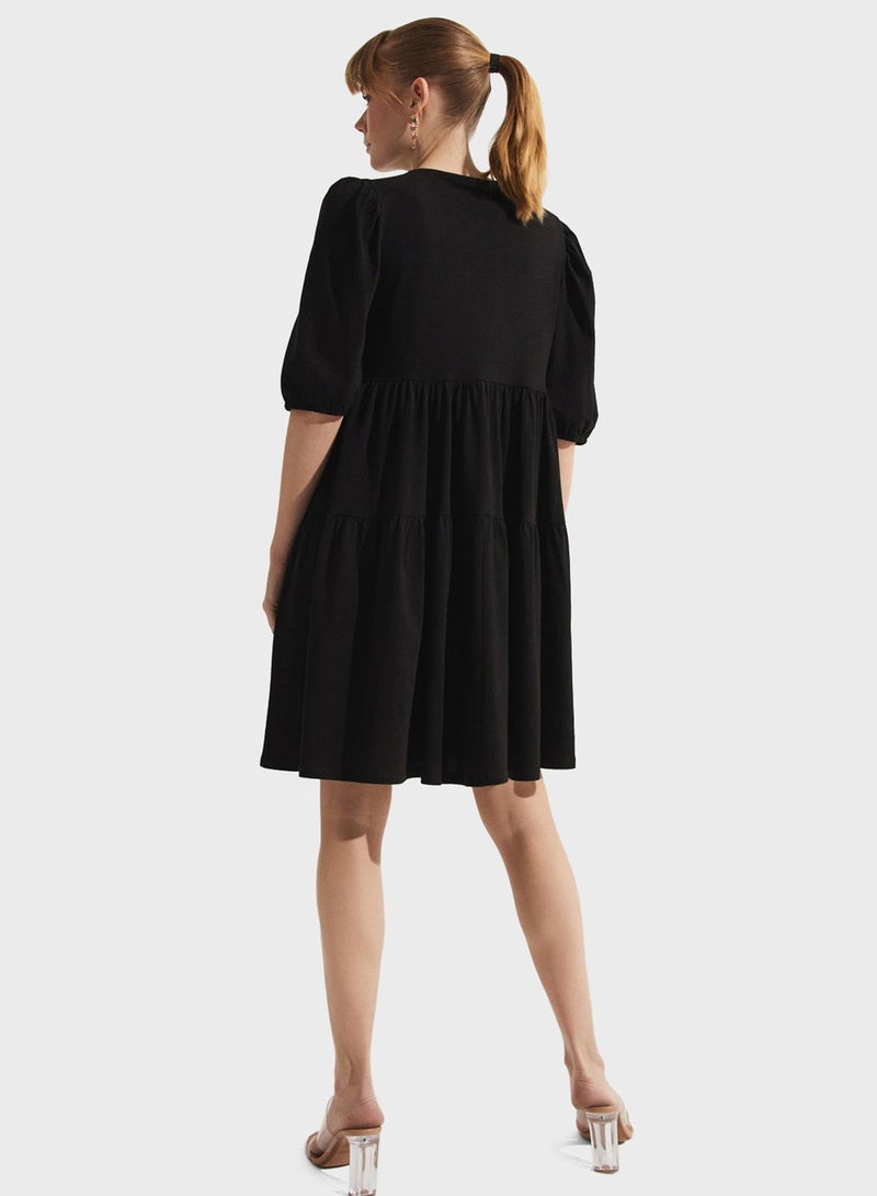 Puff Sleeve Tiered Dress