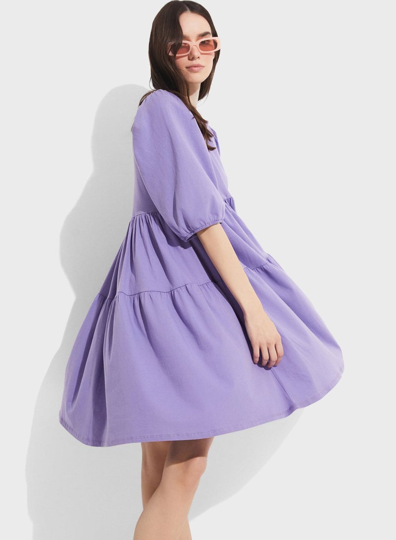 Puff Sleeve Tiered Dress