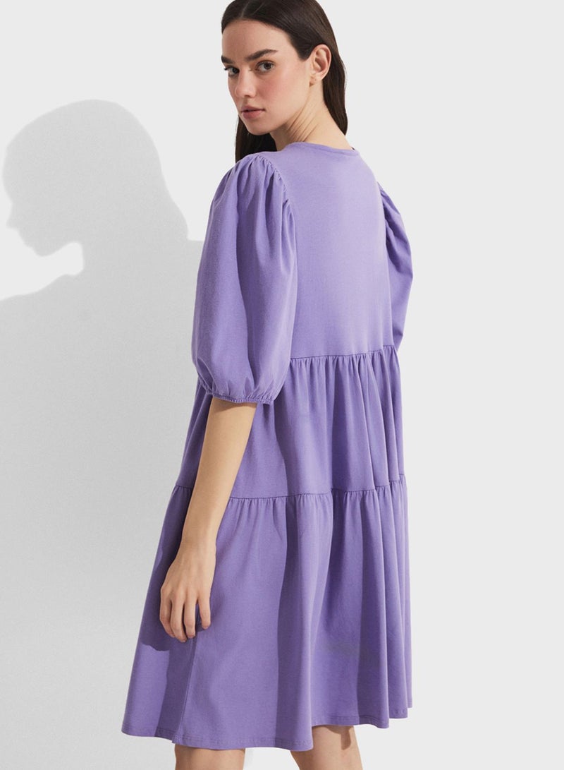 Puff Sleeve Tiered Dress