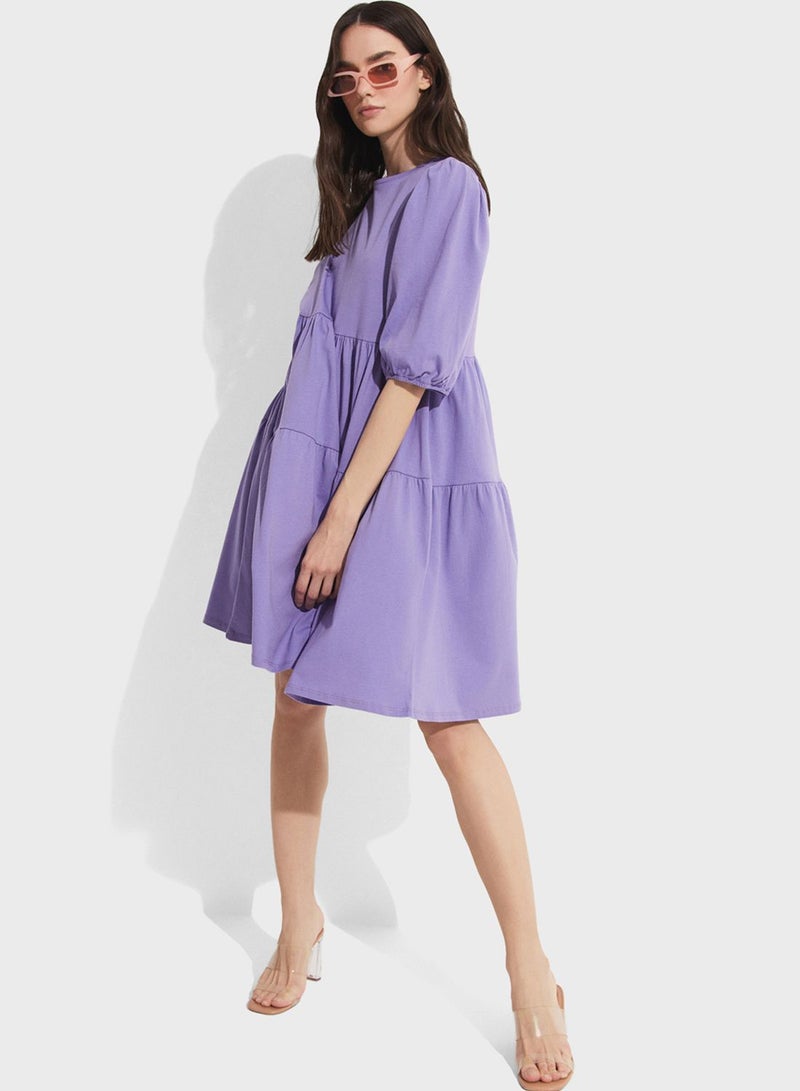 Puff Sleeve Tiered Dress