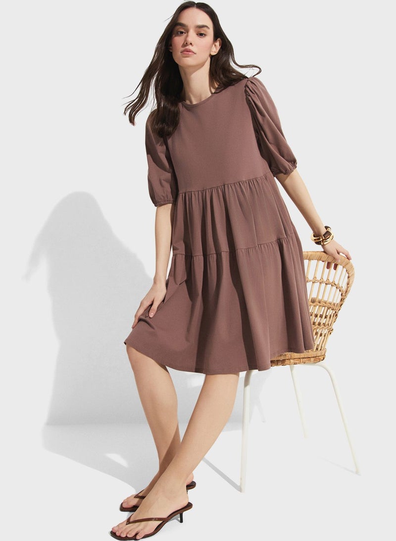 Puff Sleeve Tiered Dress