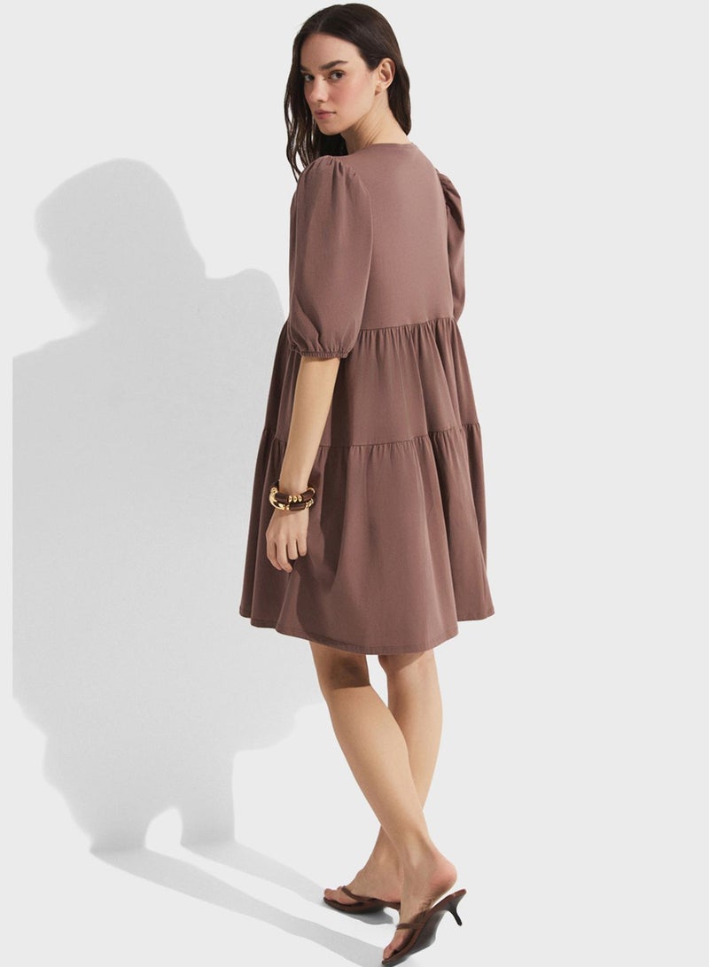 Puff Sleeve Tiered Dress