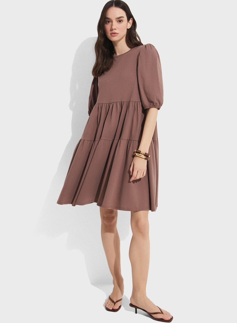 Puff Sleeve Tiered Dress