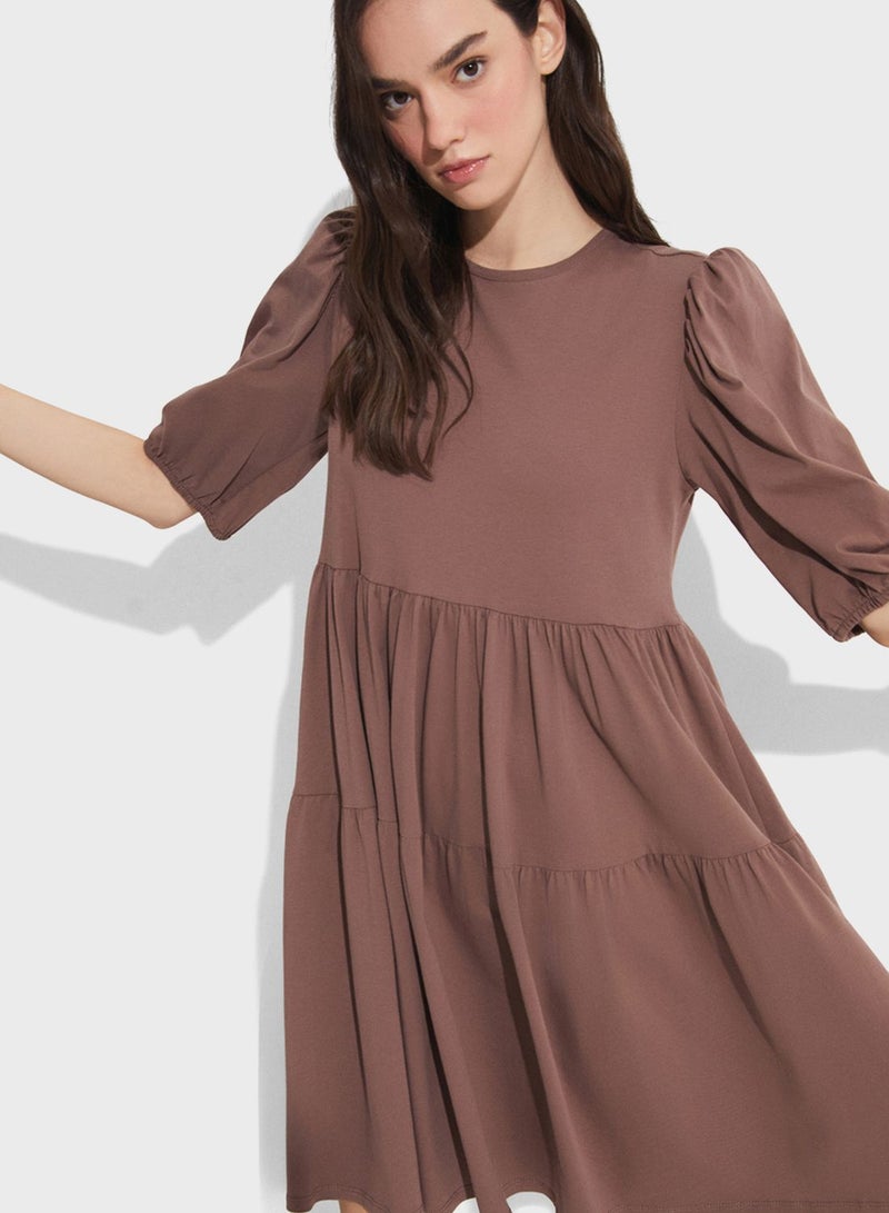 Puff Sleeve Tiered Dress