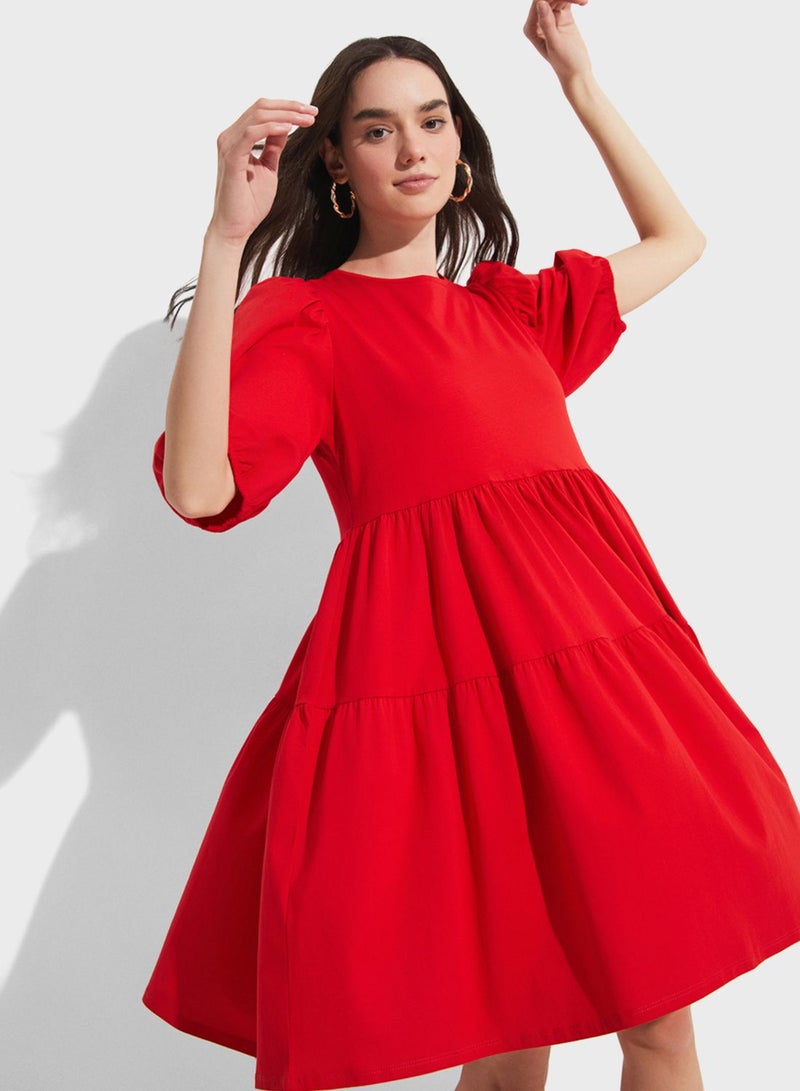 Puff Sleeve Tiered Dress