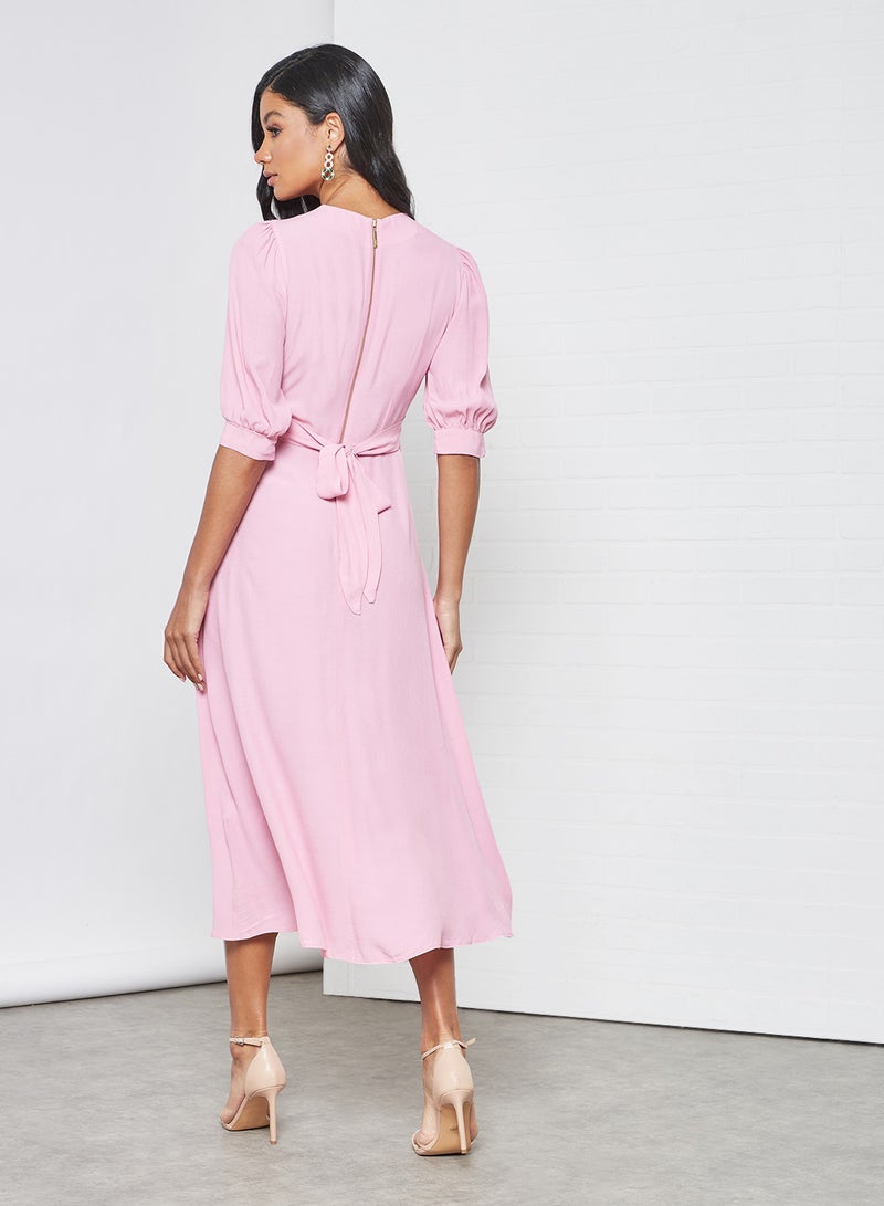 Empire Waist Midi Dress Pink