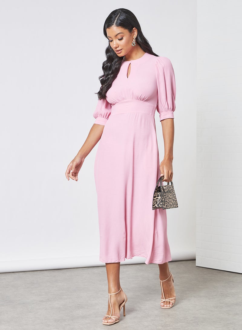 Empire Waist Midi Dress Pink