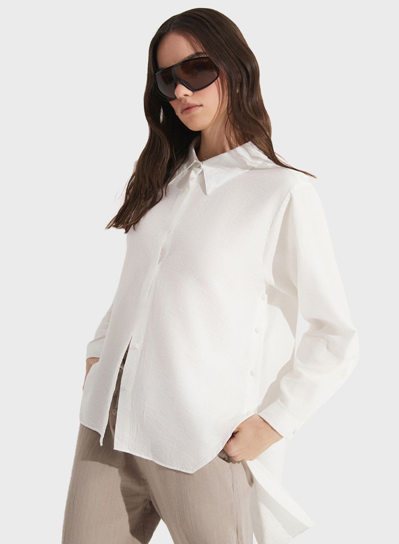 Button Down High Low Shirt