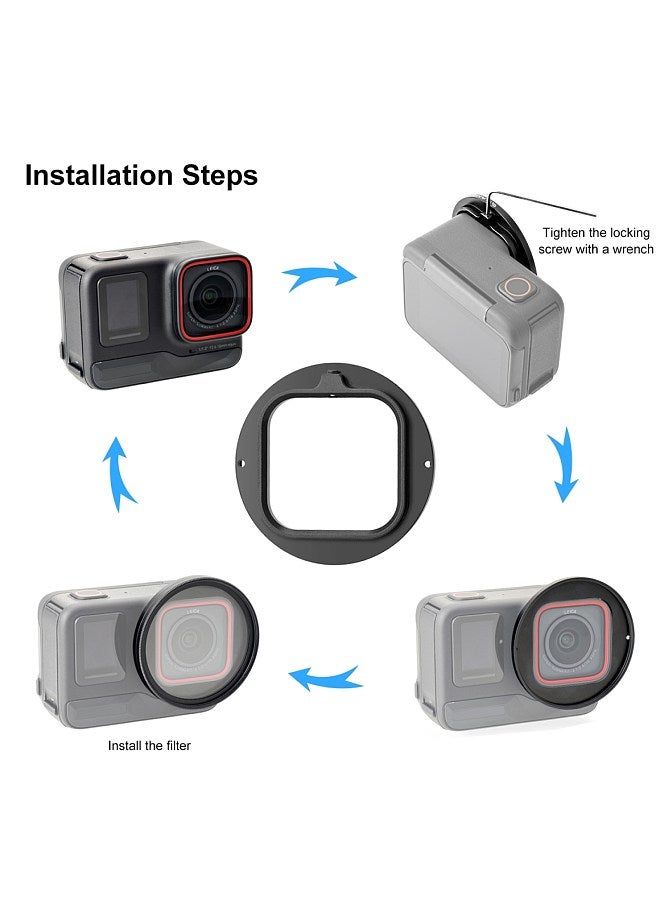 Sports Camera UV Lens Filter with Filter Adapter Ring Lens Cover Replacement for Insta360 Ace Pro Action Camera   Accessories