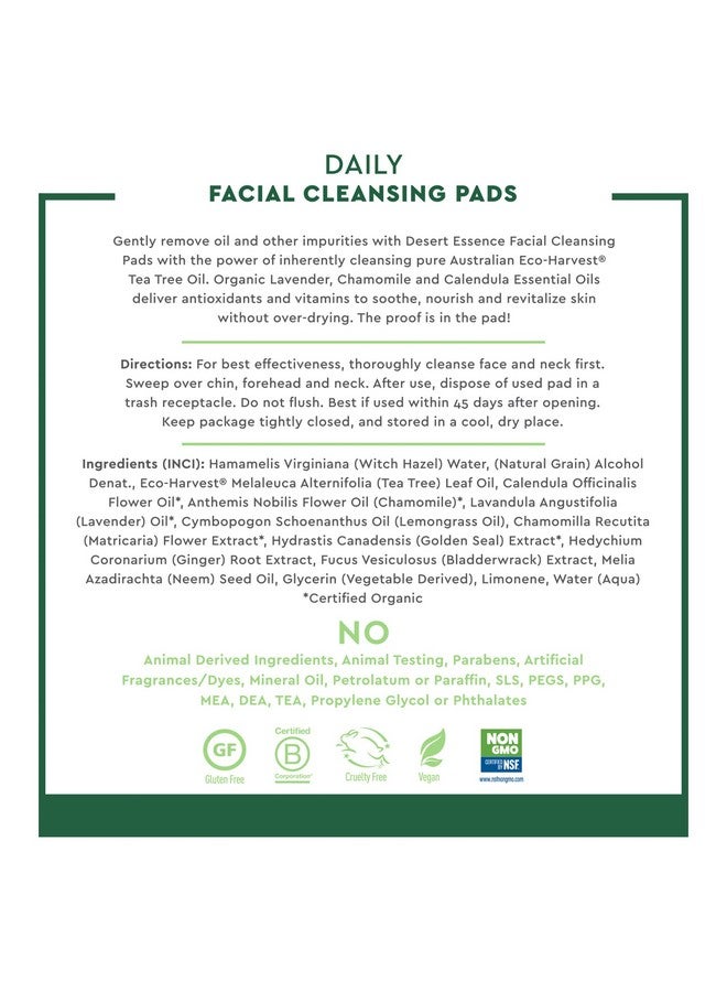 Natural Tea Tree Oil Facial Cleansing Pads 50 Count Pack Of 3 Face Cleanser Soothes & Calms Skin Makeup Remover Pads Removes Oil & Dirt Great For Travel Essential Oils