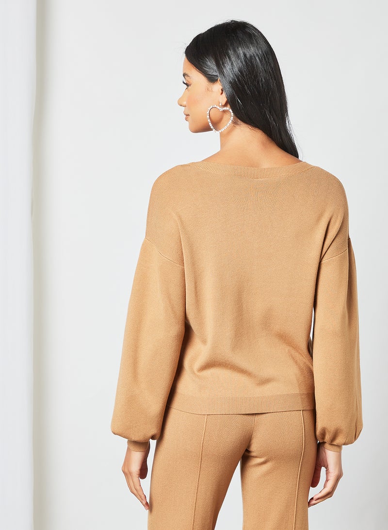 Long Sleeve Sweater Light Brown