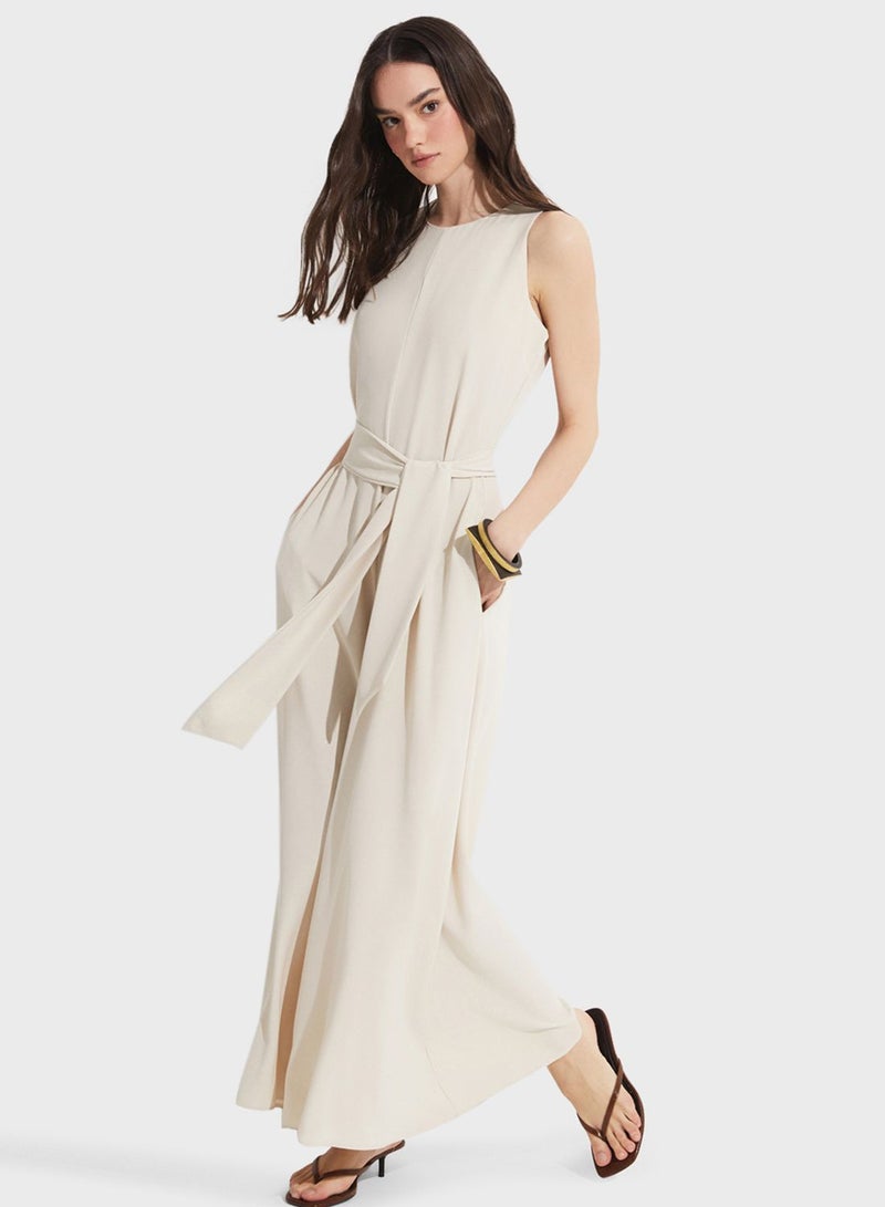 Wide Leg Belted Jumpsuit