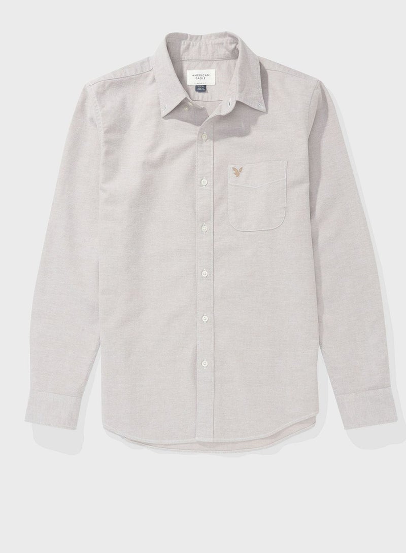 Essential Band Collar Classic Fit Button Up Shirt