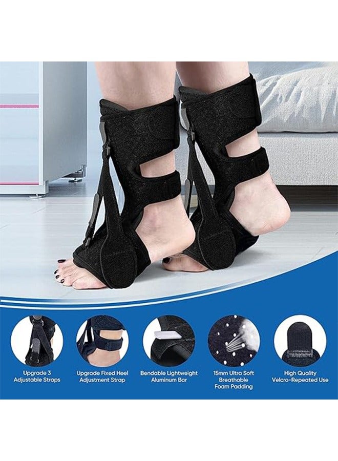 1-Piece Plantar Fasciitis Night Splint Foot Drop Orthotic Brace, Plantar Fasciitis Relief Brace, 3 Adjustable Straps Plantar Fasciitis Night Splint Relief Plantar Fasciitis Achilles Tendonitis