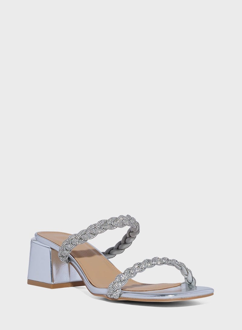 Double Diamante Braid Strap Sandal