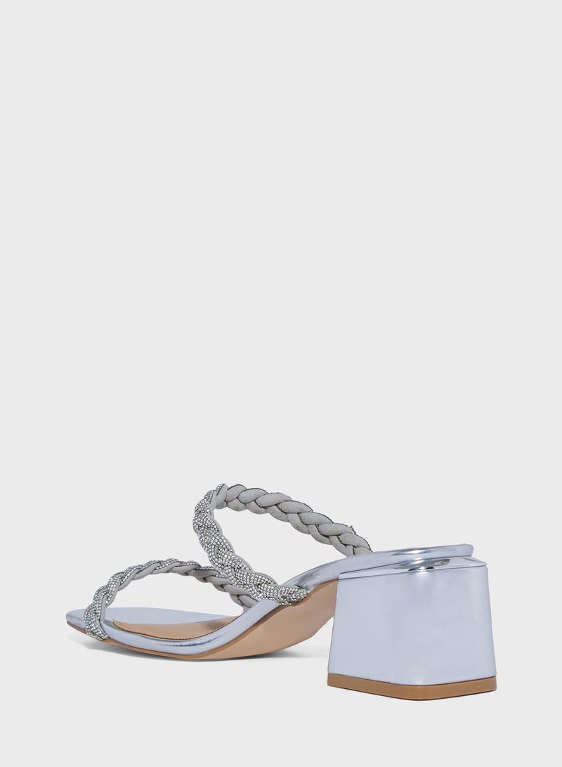 Double Diamante Braid Strap Sandal