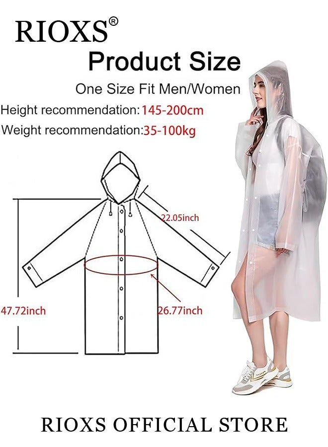 3 Pcs Adults Men And Women Waterproof Raincoat Portable Eva Long Rain Ponchos With Hoods Elastic Sleeves Lightweight Rainwear Cape Reusable For Outdoor Cycling Hiking Camping Climbing