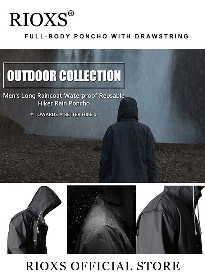 3 Pcs Adults Men And Women Waterproof Raincoat Portable Eva Long Rain Ponchos With Hoods Elastic Sleeves Lightweight Rainwear Cape Reusable For Outdoor Cycling Hiking Camping Climbing