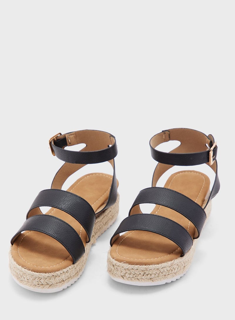 Flatform Double Strap Wedge Sandal