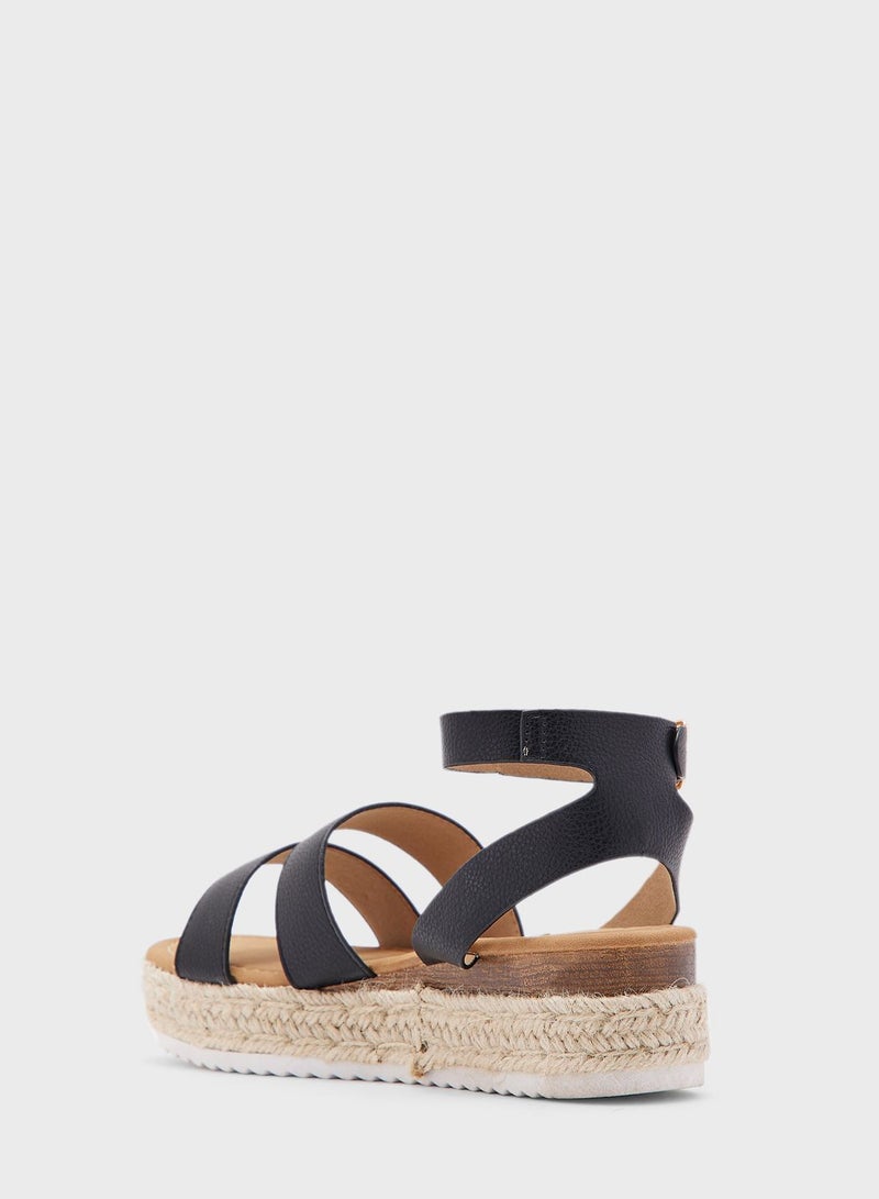 Flatform Double Strap Wedge Sandal