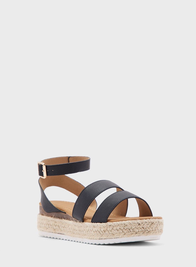 Flatform Double Strap Wedge Sandal