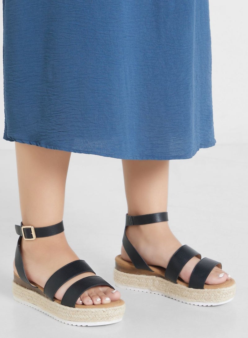 Flatform Double Strap Wedge Sandal