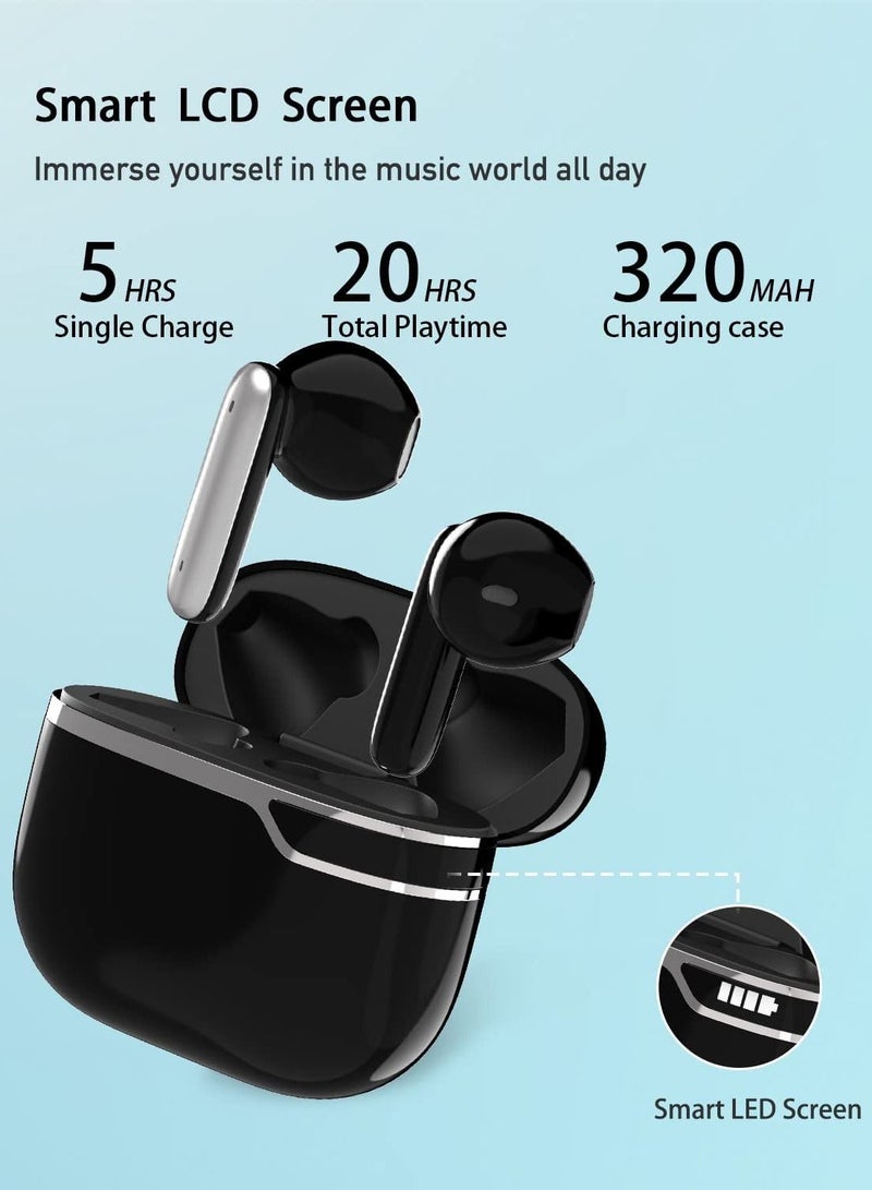 True Wireless Earbuds, Bluetooth 5.2 in-Ear Mini Earphones with Mic, Waterproof Headphones for Sport, Touch Control Headset with USB-C for Smart Phone Computer Laptop, Black