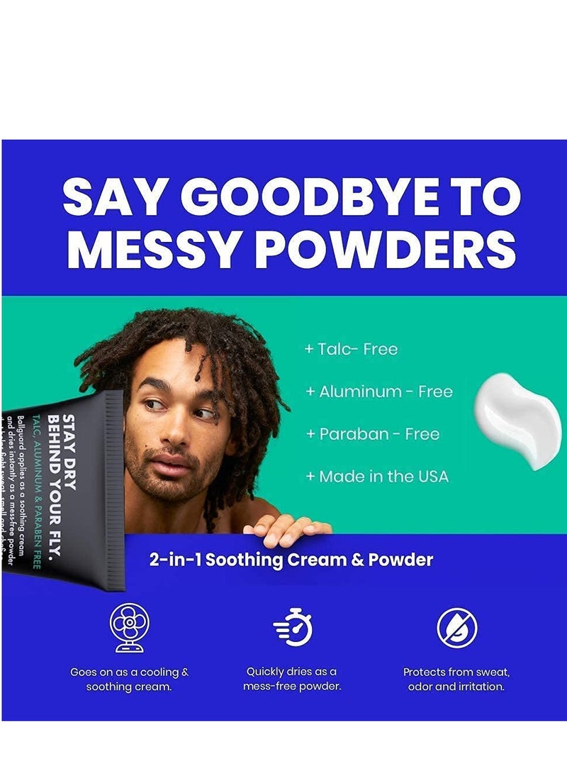 Ballsy Anti-Chafing, Anti-Itch Groin Deodorant for Men - Quick Drying Liquid Powder, Baby Powder Replacement, Protects from Sweat, Odor and Irritation, 3.4 oz