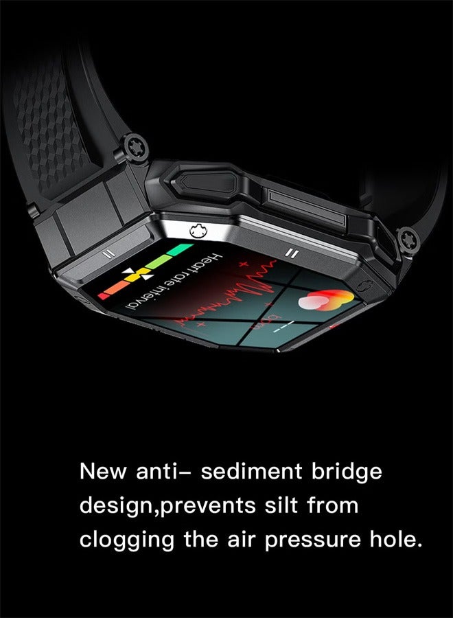 Men's SmartWatch, 1.85-Inch Full-Screen Touch, Heart Rate Monitoring For Exercise And Sleep, Waterproof, All Black