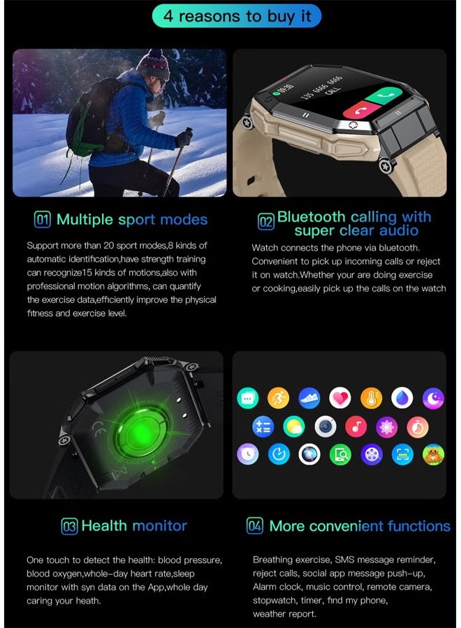 Men's SmartWatch, 1.85-Inch Full-Screen Touch, Heart Rate Monitoring For Exercise And Sleep, Waterproof, All Black