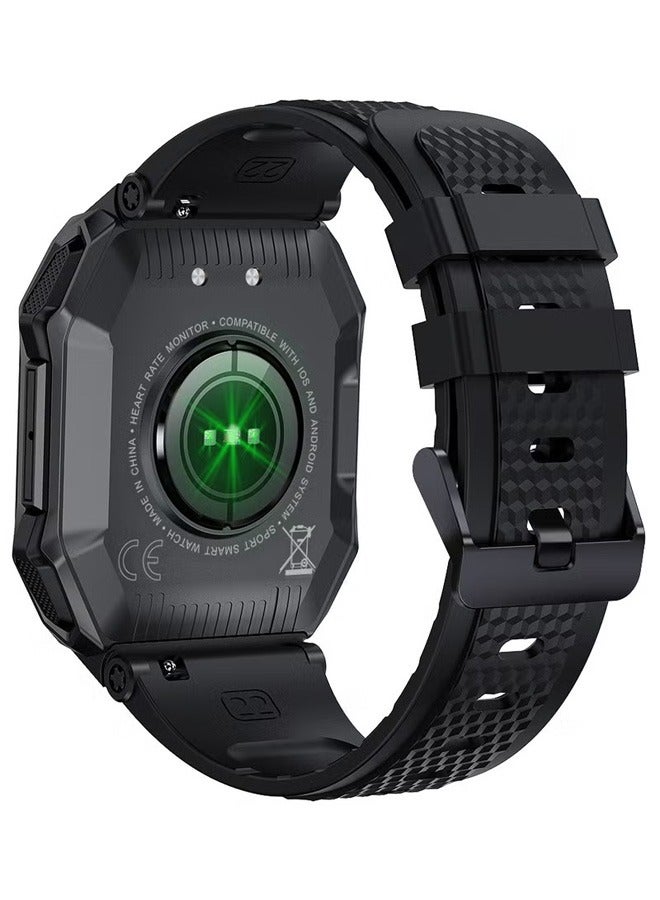 Men's SmartWatch, 1.85-Inch Full-Screen Touch, Heart Rate Monitoring For Exercise And Sleep, Waterproof, All Black
