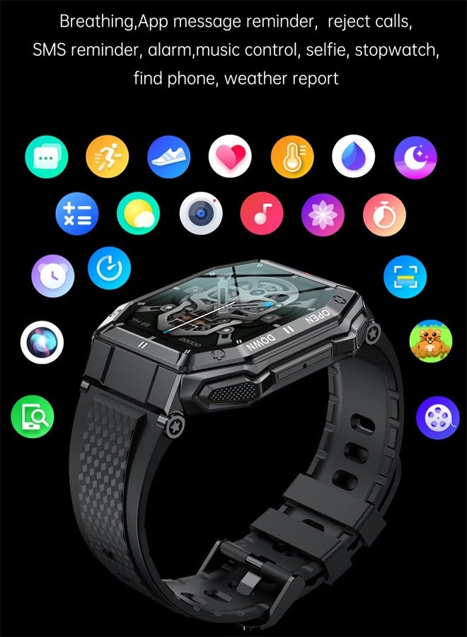 Men's SmartWatch, 1.85-Inch Full-Screen Touch, Heart Rate Monitoring For Exercise And Sleep, Waterproof, All Black