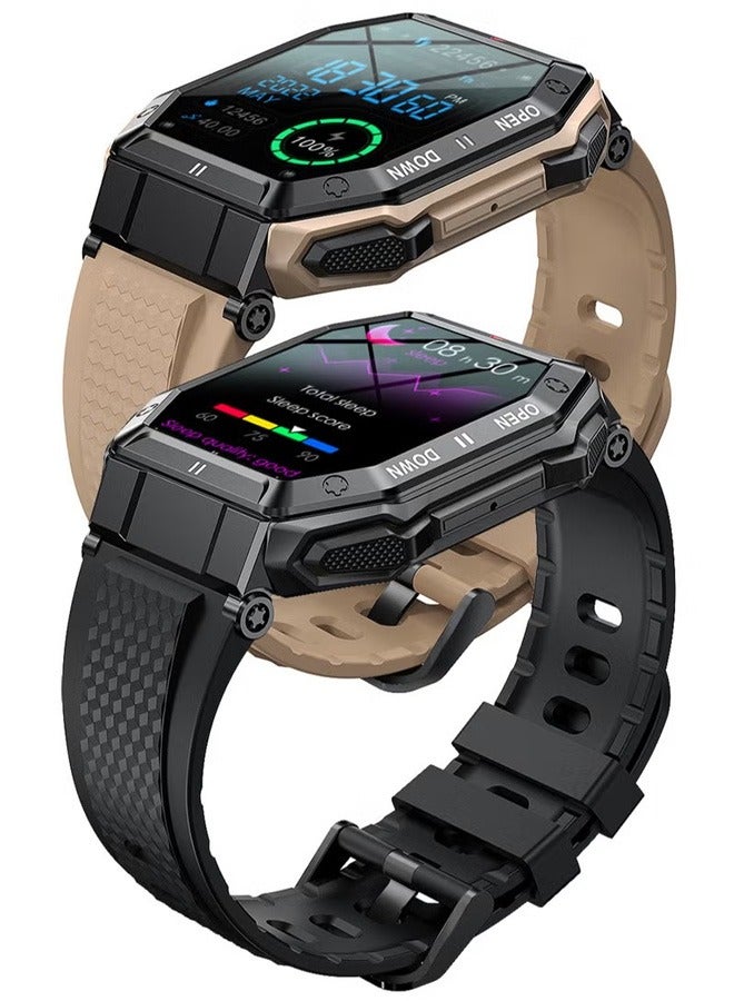 Men's SmartWatch, 1.85-Inch Full-Screen Touch, Heart Rate Monitoring For Exercise And Sleep, Waterproof, All Black