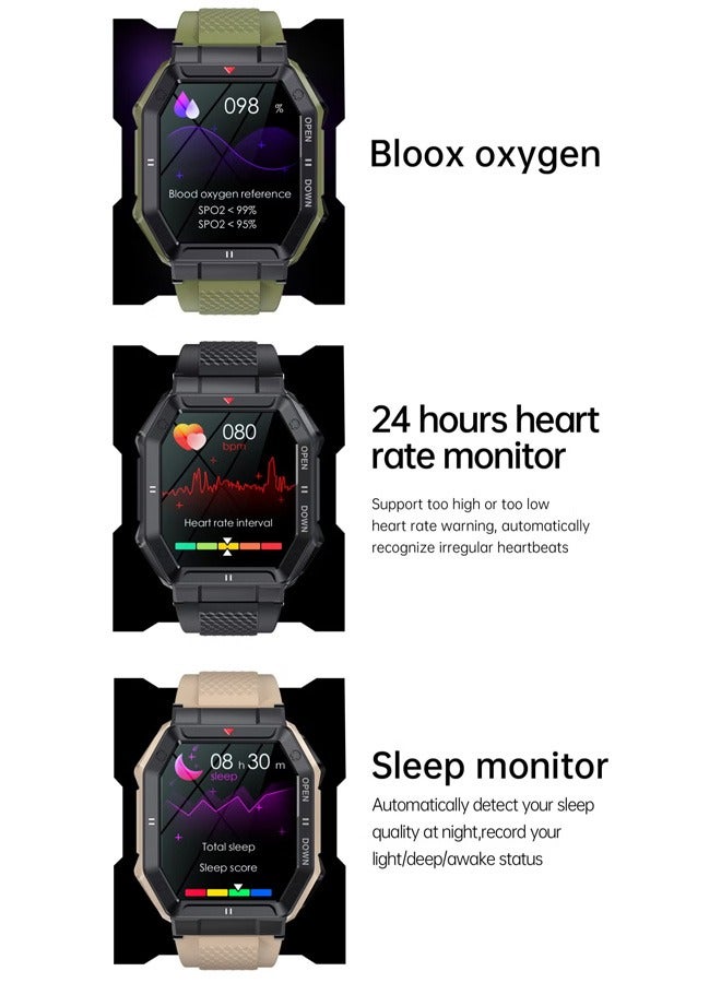 Men's SmartWatch, 1.85-Inch Full-Screen Touch, Heart Rate Monitoring For Exercise And Sleep, Waterproof, All Black